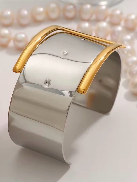 Anthropologie Jewelry - Belt Buckle Open Bracelet Stainless Steel